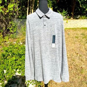 Gray & White, long sleeve Polo, size XXL